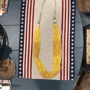 Yellow long seed beed necklace